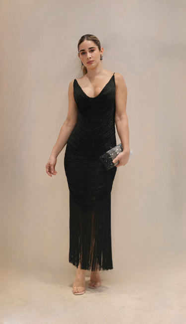 Vestido corto con flecos