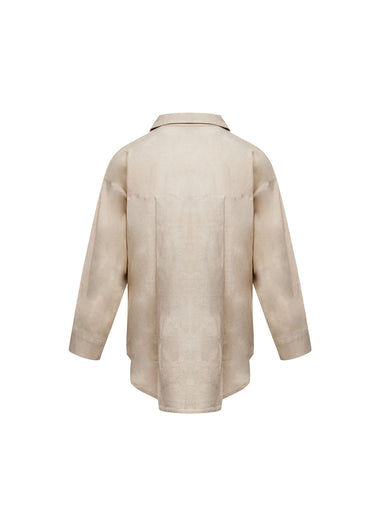Camisa de Lino con Bolsillo en Crochet