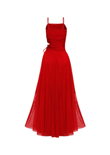 Vestido drapeado rojo