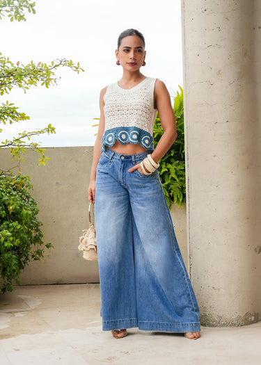 Blusa Tejida Bicolor