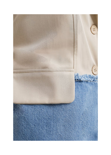 Conjunto Sastre de Chaleco y Pantalón con Contraste de Denim
