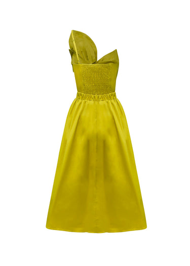 Vestido midi con lazo asimétrico