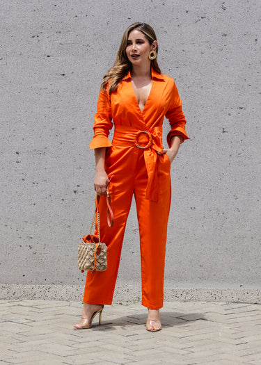 Enterizo naranja cinturon