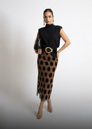 Falda Velvet Polka Dot