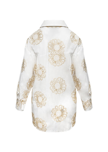 Camisa con Bordado Floral Dorado