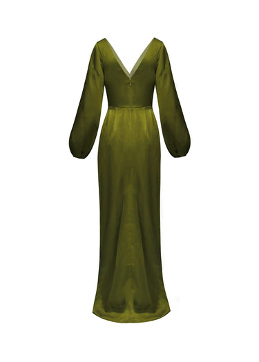 Vestido de gala con escote cruzado