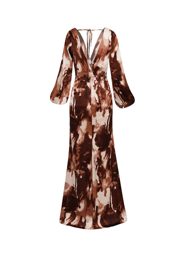 Vestido seda cafe