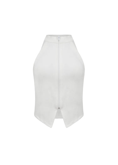 Blusa cuello alto y cremallera delantera