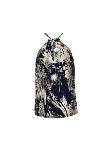 Top Halter con Estampado Metálico