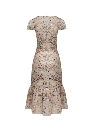 Vestido en organza beige