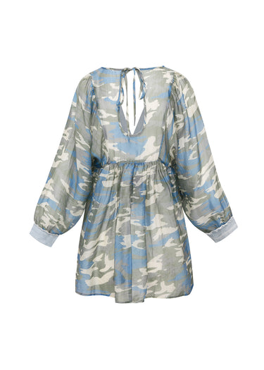 Blusa manga rangla estampado militar