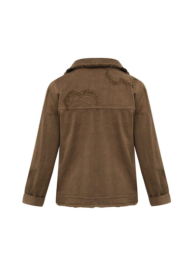 Chaqueta Suede con Aplicaciones