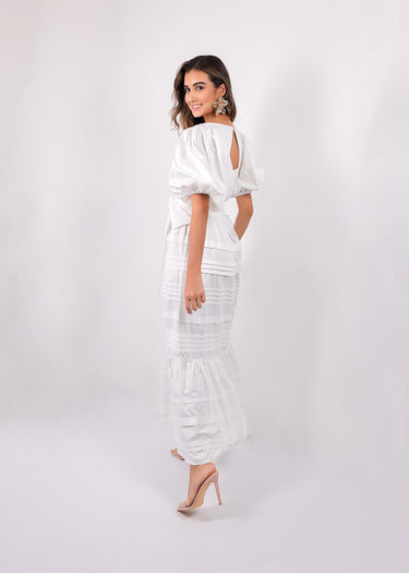 Vestido White Tiered Maxi