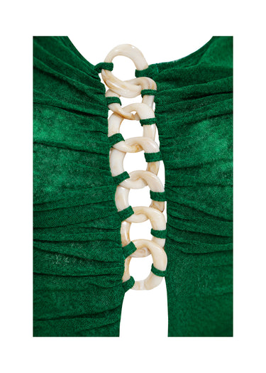 Vestido Ajustado - Escote adornado con anillos