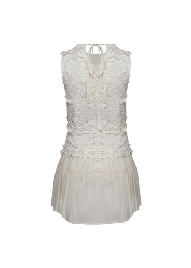Vestido mini con encaje floral