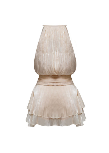 Vestido mini halter drapeado